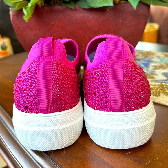 Brand New Corkys Swank Hey Girl Barbiecore Fuchsia Rhinestone Slip-on Sneakers - Picture 7 of 14